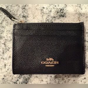 Coach Mini Skinny ID Case in crossgrain black leather